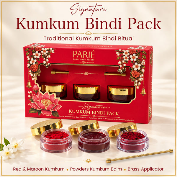 Signature Kum Kum Bindi Pack | Red & Maroon Kum Kum, Natural Ghee Balm & 100% Brass Applicator
