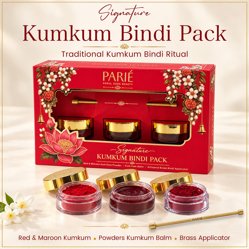 Signature Kum Kum Bindi Pack | Red & Maroon Kum Kum, Natural Ghee Balm & 100% Brass Applicator