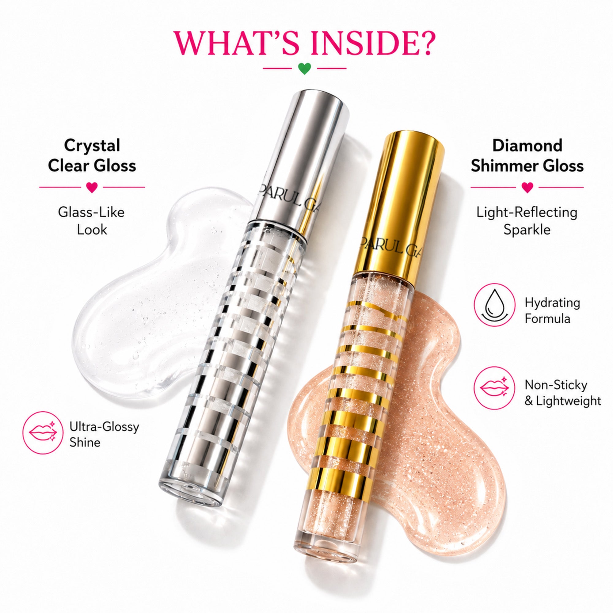 Gloss Cristalé Duo: Clear & Diamond Lip Gloss