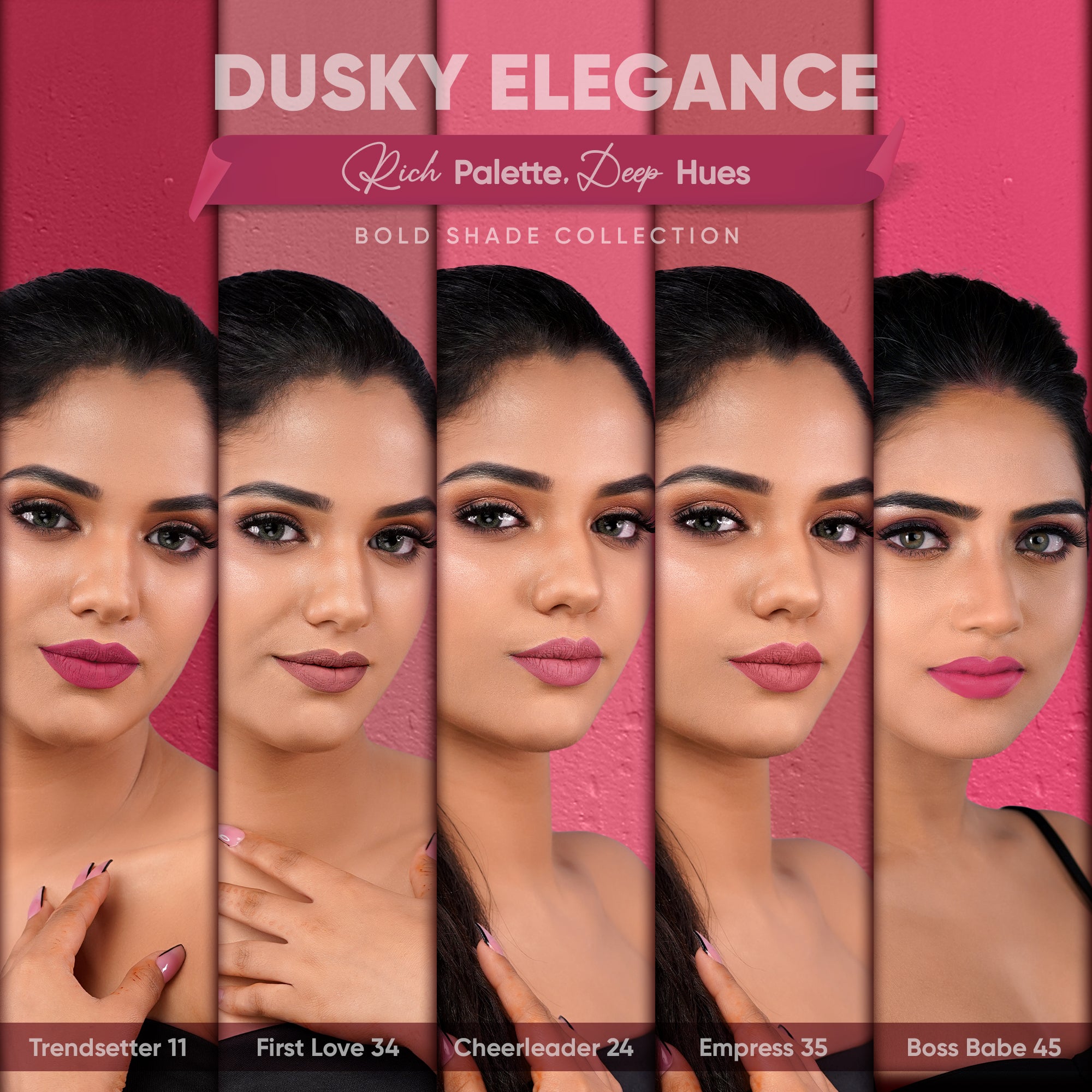 Dusky Elegance: Pack-of-Five Creamy Matte Lip Crayons