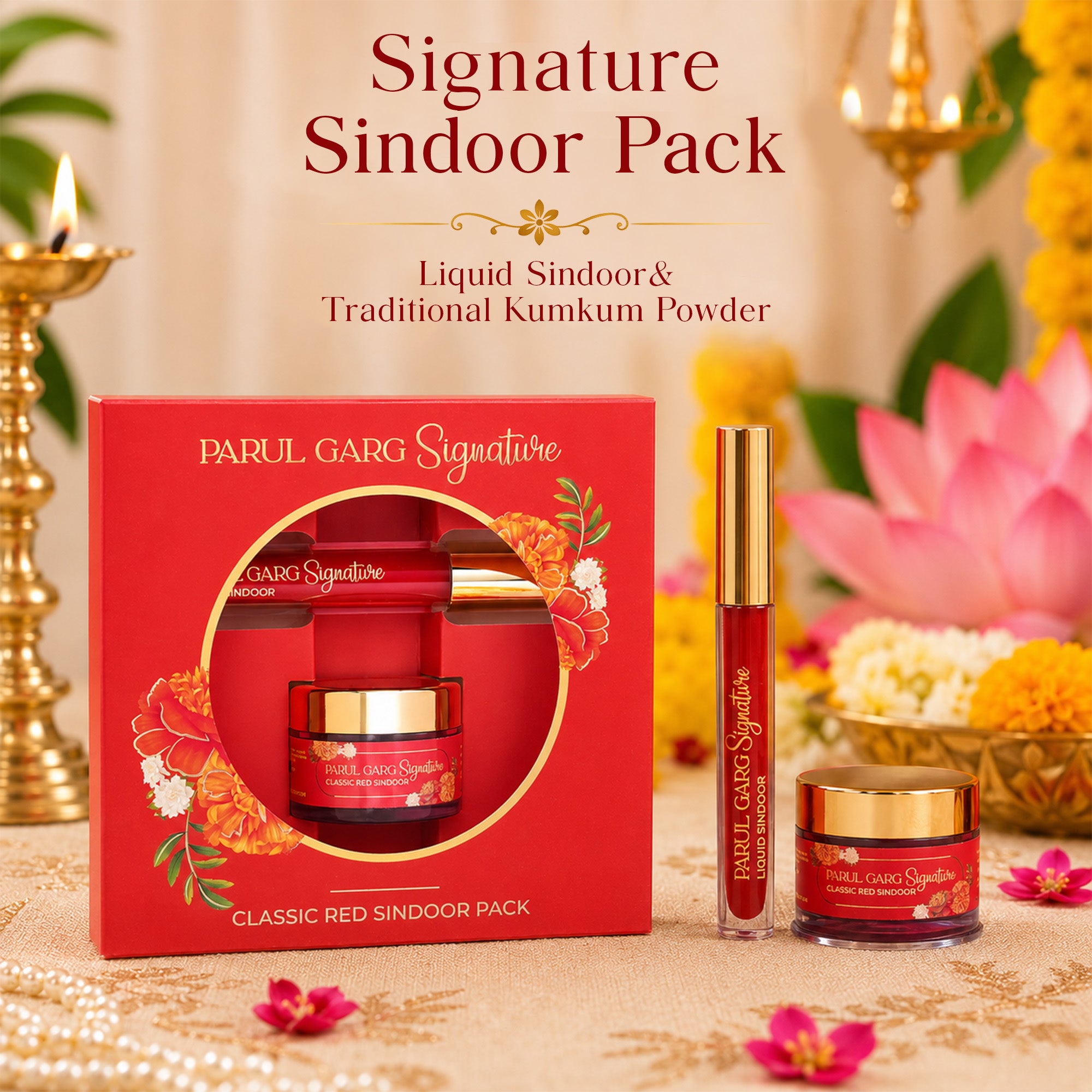 Varalakshmi Celebration Gift Pack | 10-in-1 Bestselling Lip Collection, Kajal, Sindoor, Utsav Bindi Card & Traditional Pink Potli