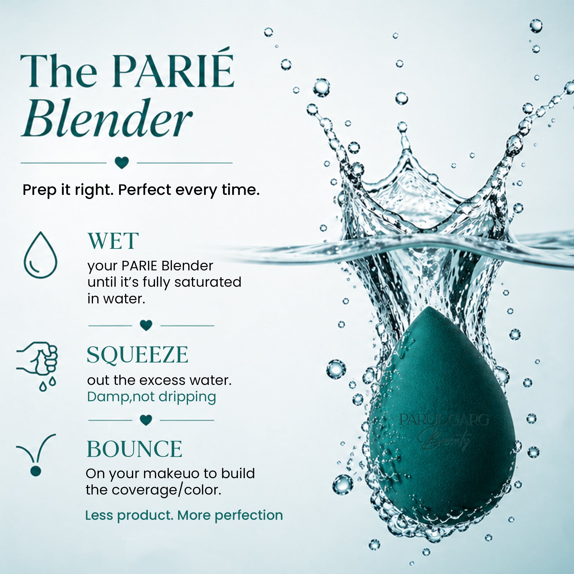 PARIÉ Soft Blend Beauty Blender | Pro Finish Makeup Sponge for Flawless Blending