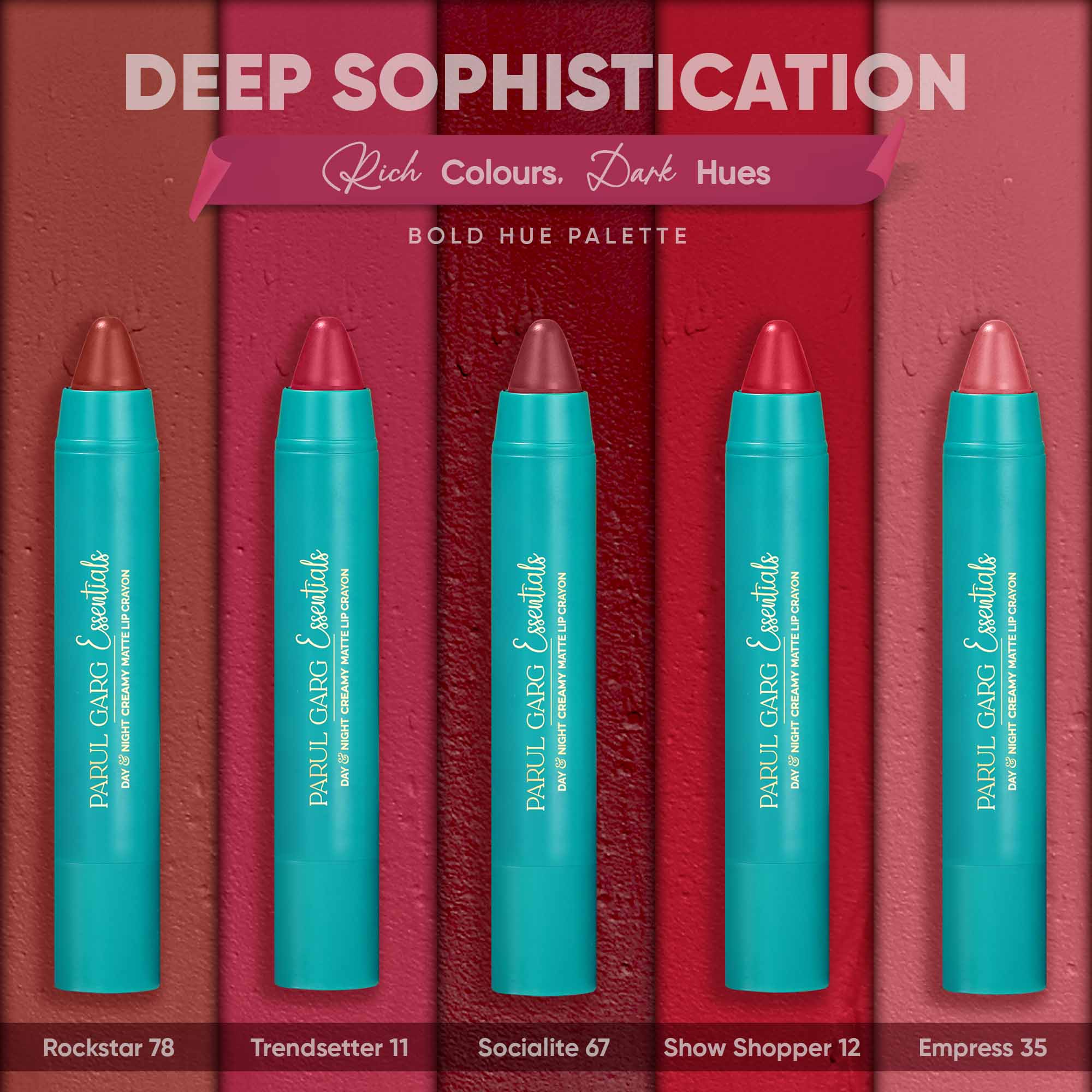 Deep Sophistication: Set-of-Five Creamy Matte Lip Crayons