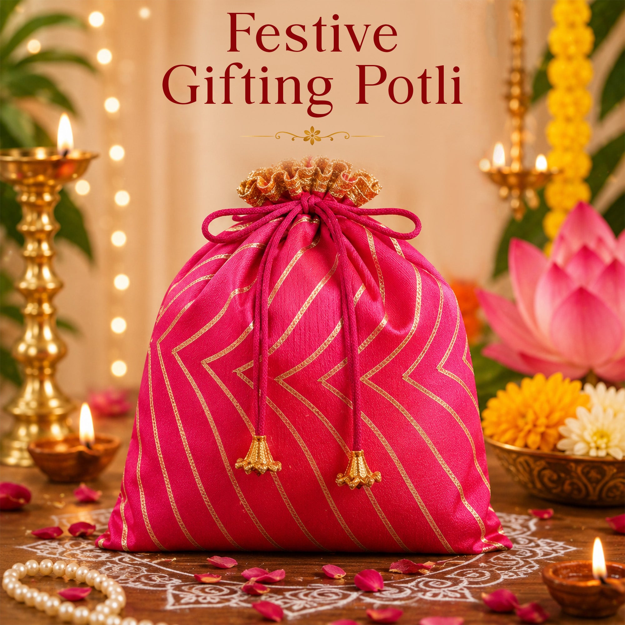 Varalakshmi Celebration Gift Pack | 10-in-1 Bestselling Lip Collection, Kajal, Sindoor, Utsav Bindi Card & Traditional Pink Potli