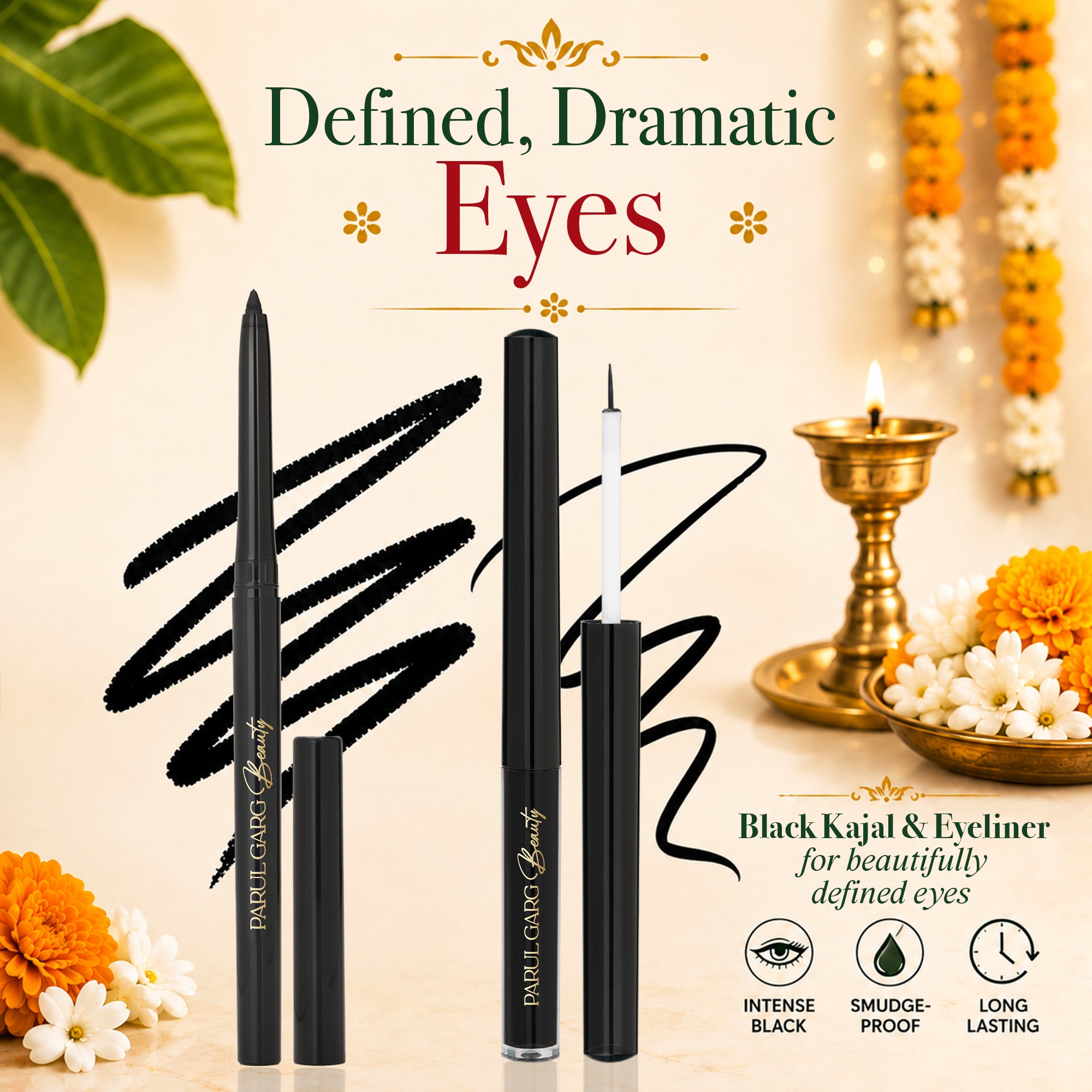 Onam Festive Beauty Gift Pack | 4 Bestselling Silk Matte Lip Shades – Red, Pink, Brown & Nude, Black Kajal & Eyeliner, Suhaag Bindi, Nose Bindi & Traditional Maroon Potli