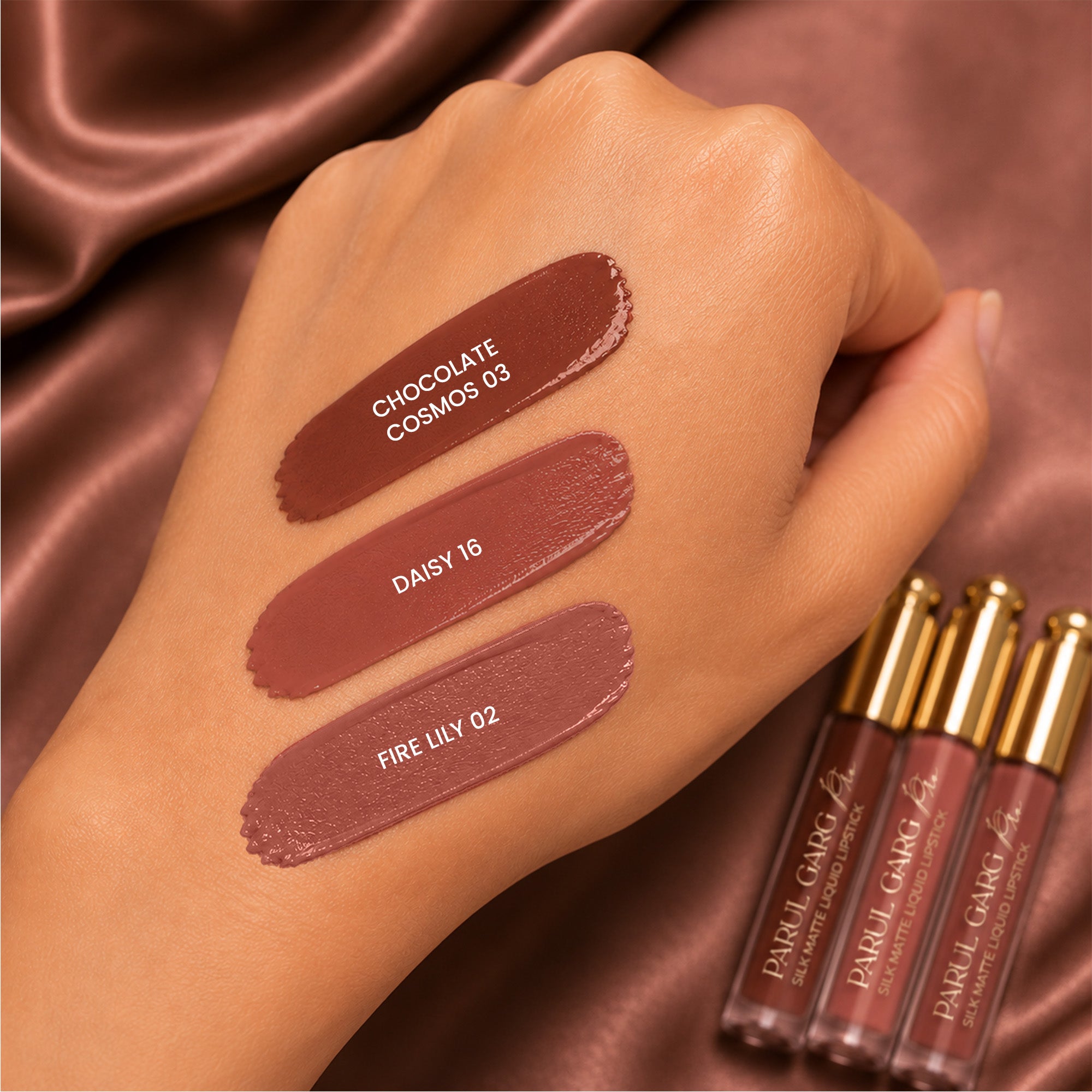Brown Beauty Trio | 3 Full-Size Silk Matte Liquid Lipsticks | Long-Lasting & No Transfer