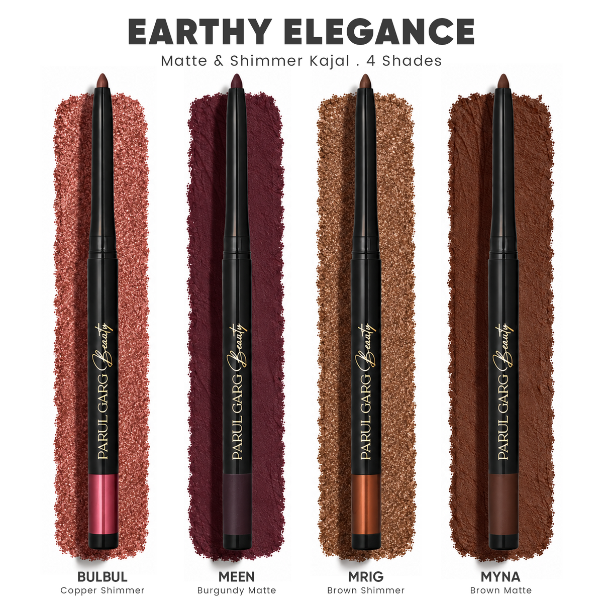 Bold Define Earthy Elegance Kajal Set | Brown, Burgundy & Copper | Matte & Shimmer | Pack of 4