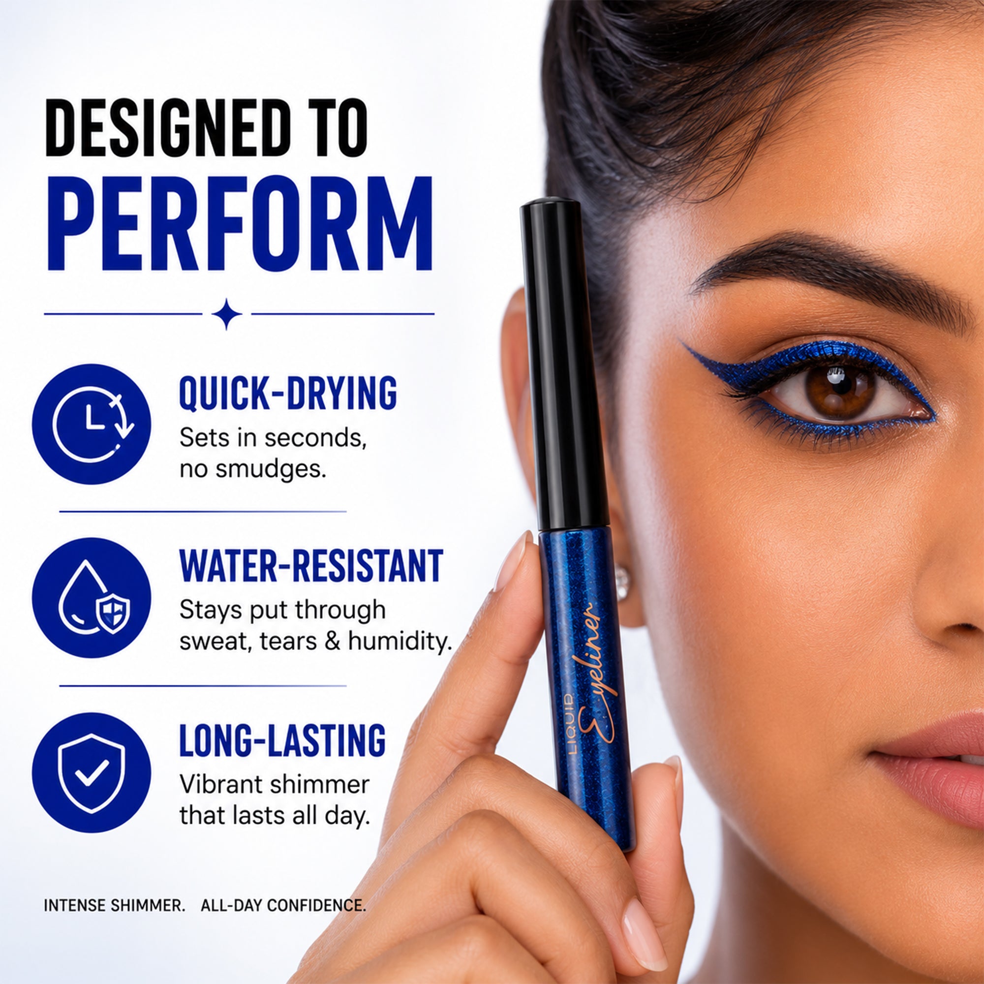 Sapphire Blue Ultra-Define Shimmer Liquid Eyeliner | Waterproof, Long-Lasting Formula with Argan Oil