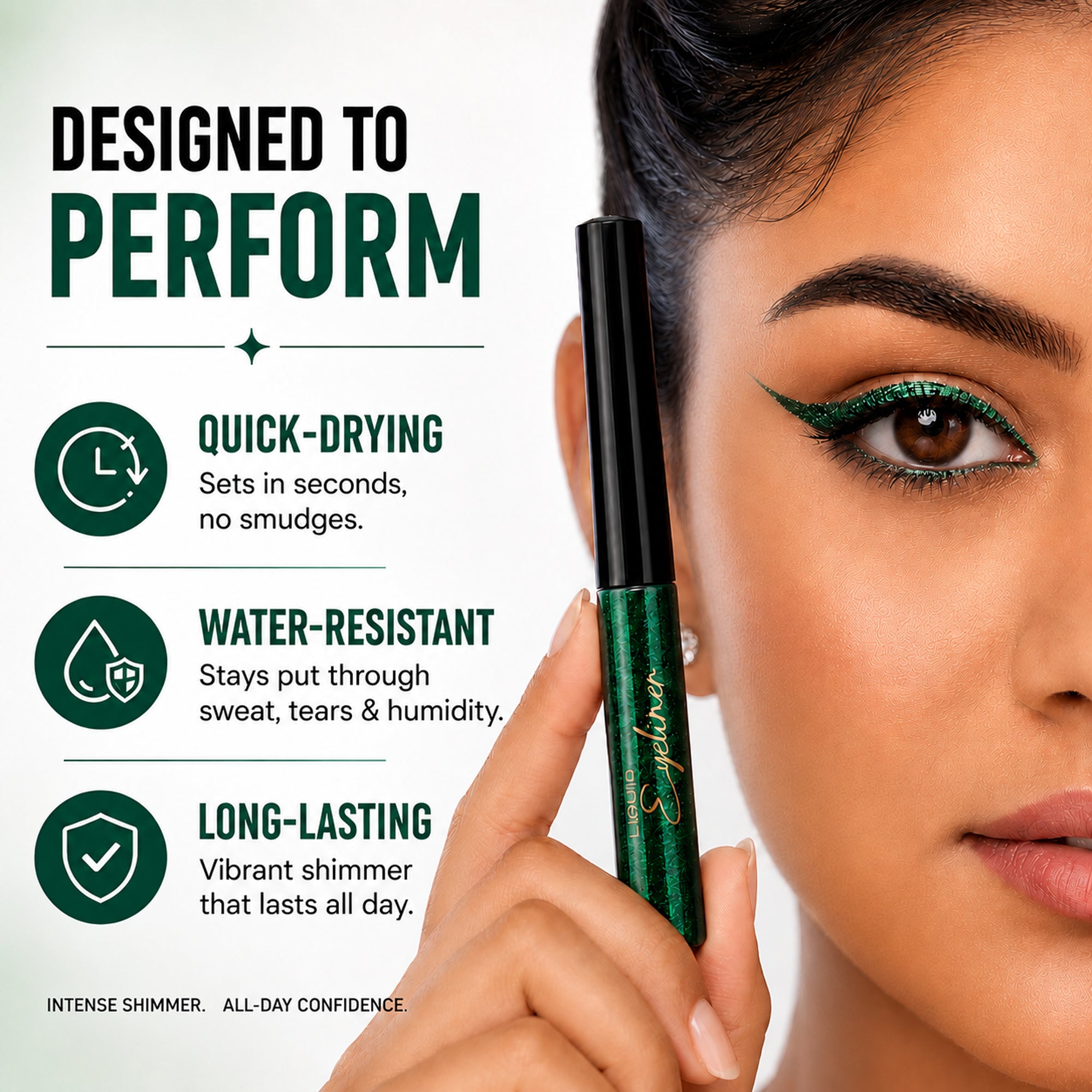 Emerald Green Ultra-Define Shimmer Liquid Eyeliner | Waterproof, Long-Lasting Formula with Argan Oil