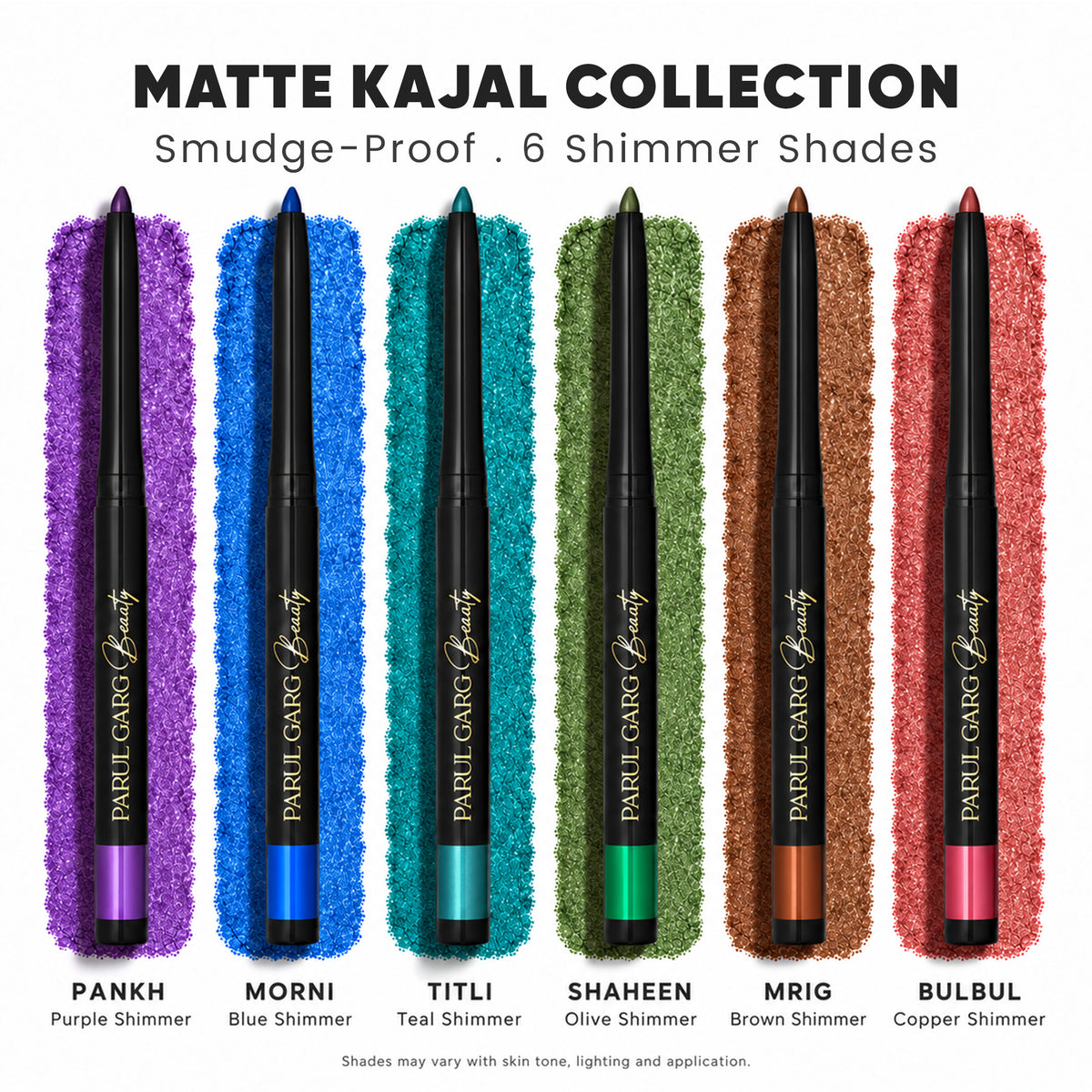 Bold Define Luxe Shimmer Kajal Collection | 6 Jewel-Toned Shades | Pack of 6