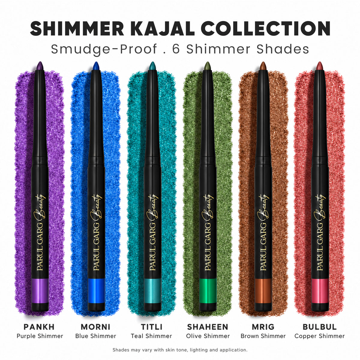 Bold Define Luxe Shimmer Kajal Collection | 6 Jewel-Toned Shades | Pack of 6