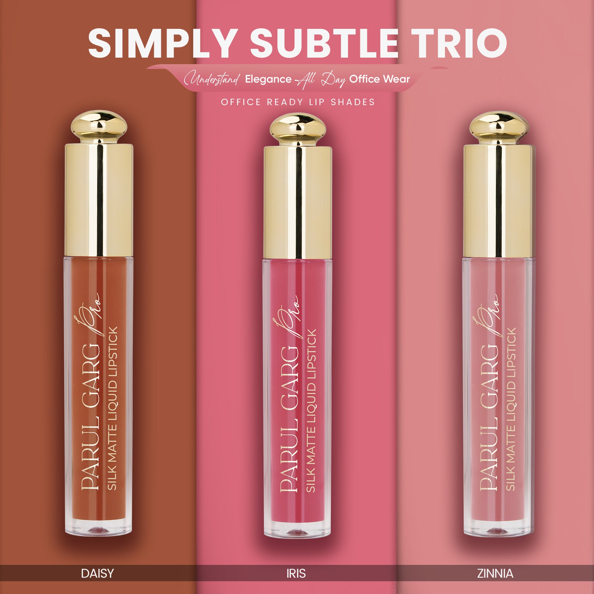 Simply Subtle Trio | 3 Full-Size Silk Matte Liquid Lipsticks | Long-Lasting & No Transfer