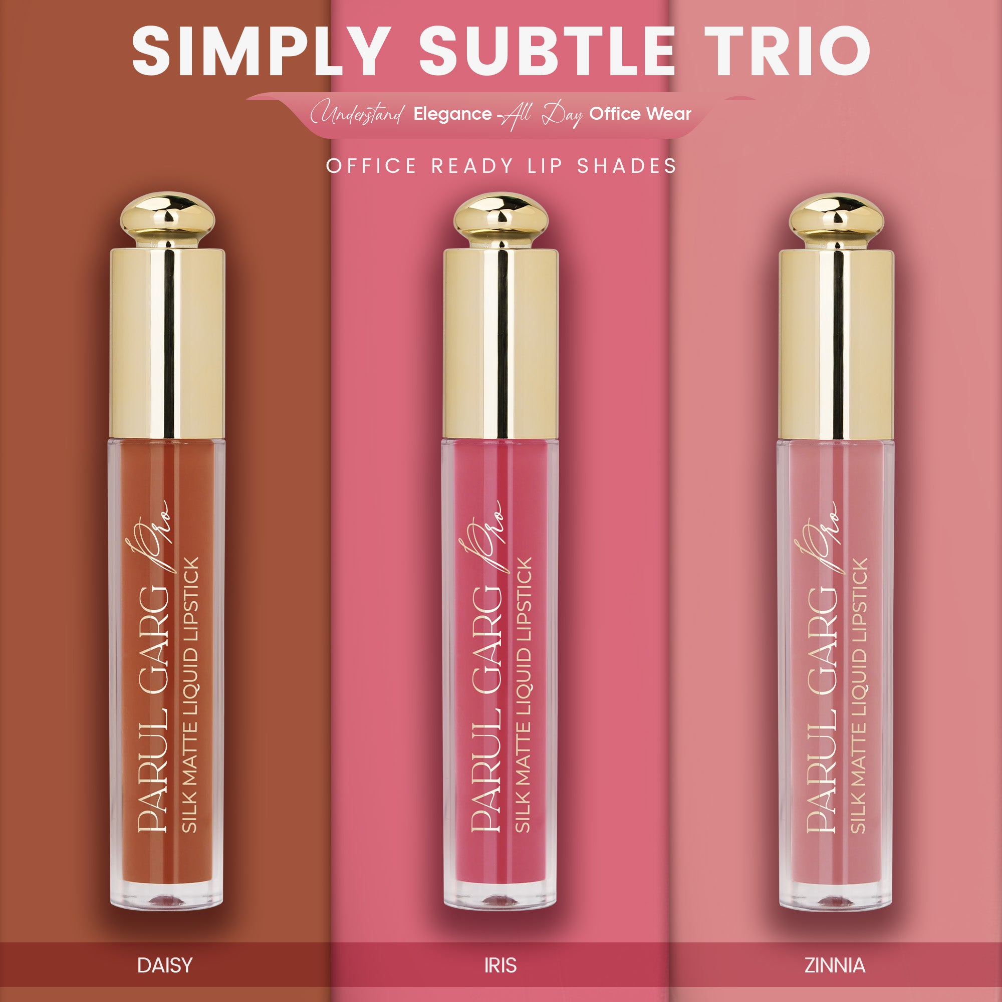 Simply Subtle Trio | 3 Full-Size Silk Matte Liquid Lipsticks | Long-Lasting & No Transfer