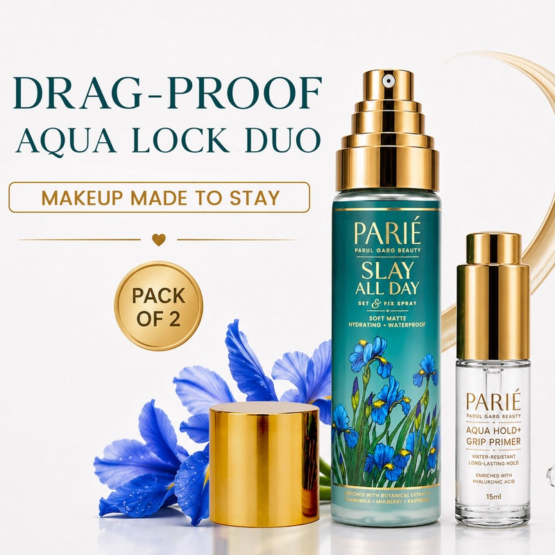 Drag-Proof Aqua Lock Duo | Grip Primer & Setting Spray | Waterproof & Transfer-Proof Makeup | Pack of 2