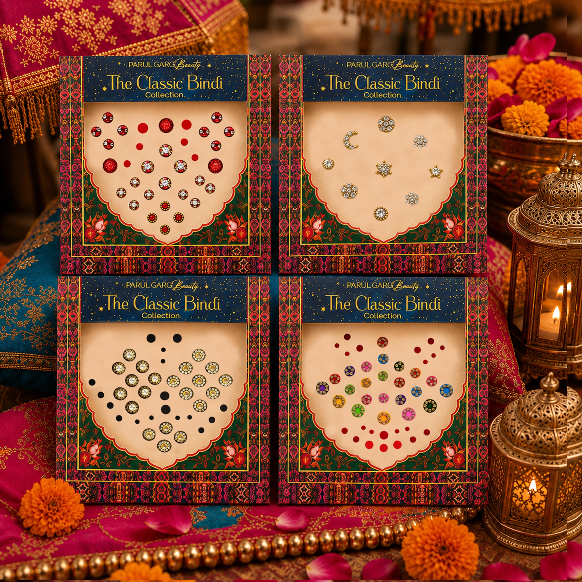 The Complete Bindi Collection | Pack of 4 – Festive, Red, Black &amp; Nose Bindis