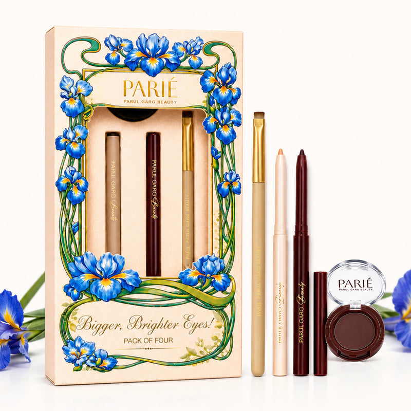 Bigger, Brighter Eyes Kit | White Kajal, Brown Kajal, Deep Brown Eyeshadow & Flat Precision Brush