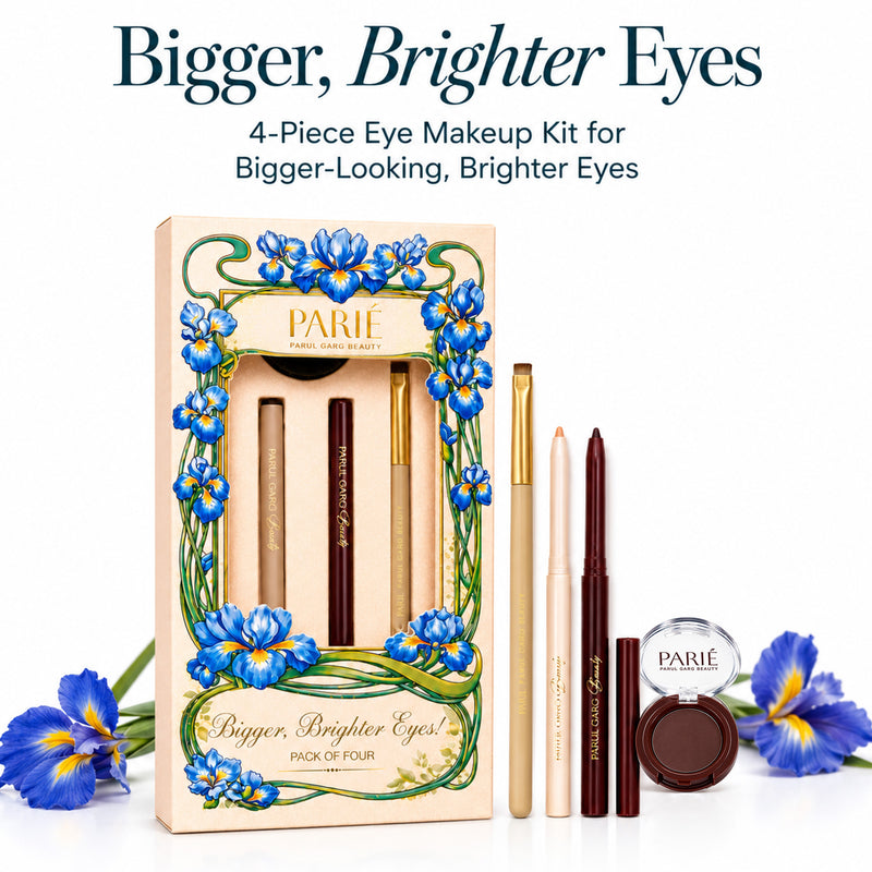 Bigger, Brighter Eyes Kit | White Kajal, Brown Kajal, Deep Brown Eyeshadow & Flat Precision Brush