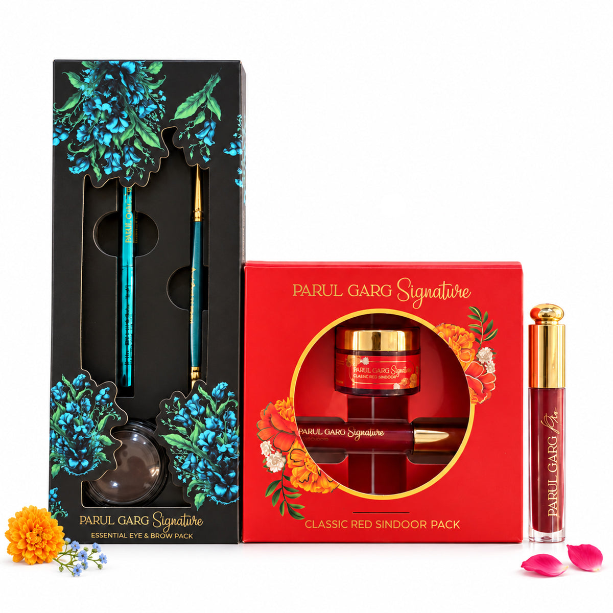 Bold Festive Glam Trio | Black 3-in-1 Eye Pack, Sindoor & Primrose Matte Liquid Lipstick | Special Price