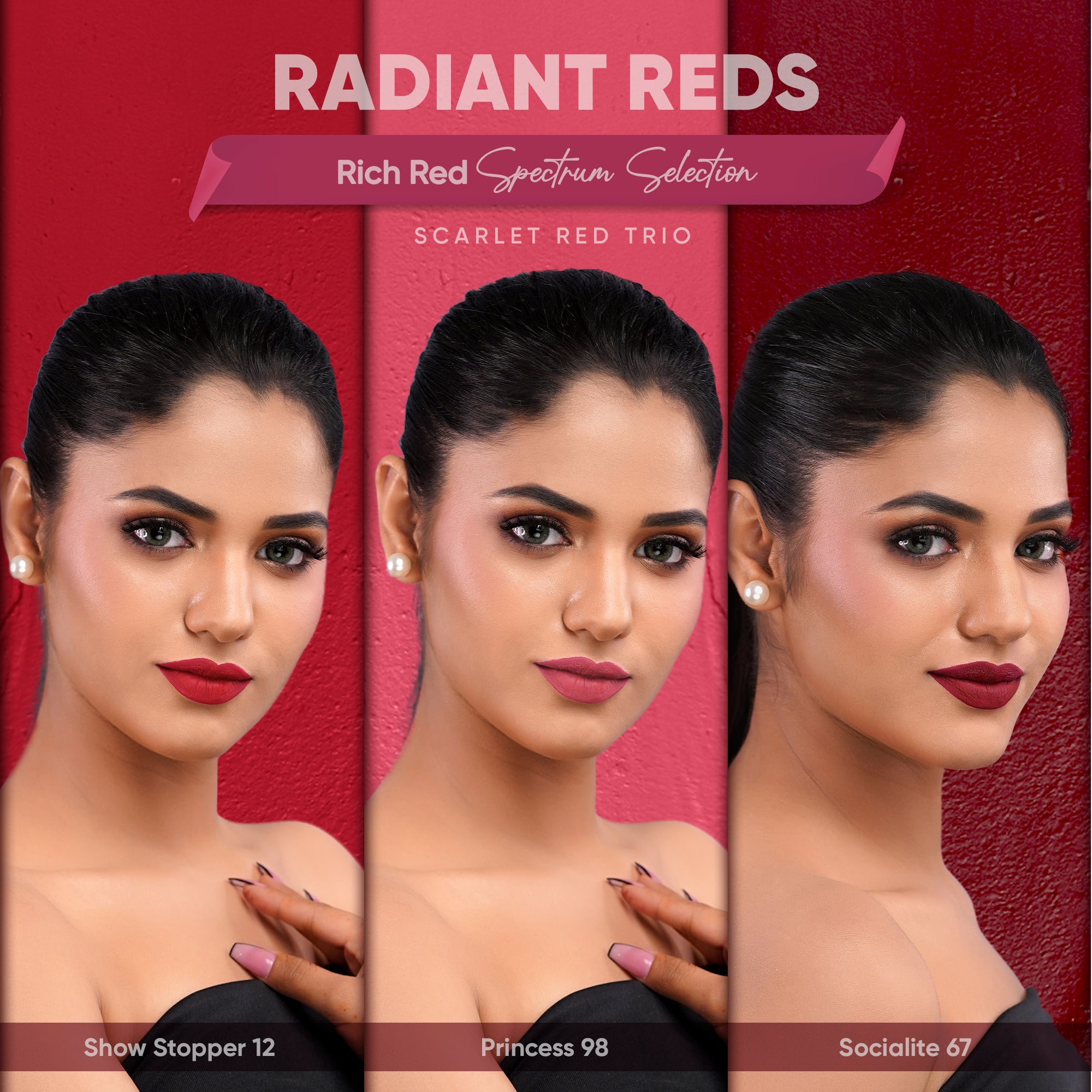 Radiant Reds: Pack-of-Three Creamy Matte Lip Crayons