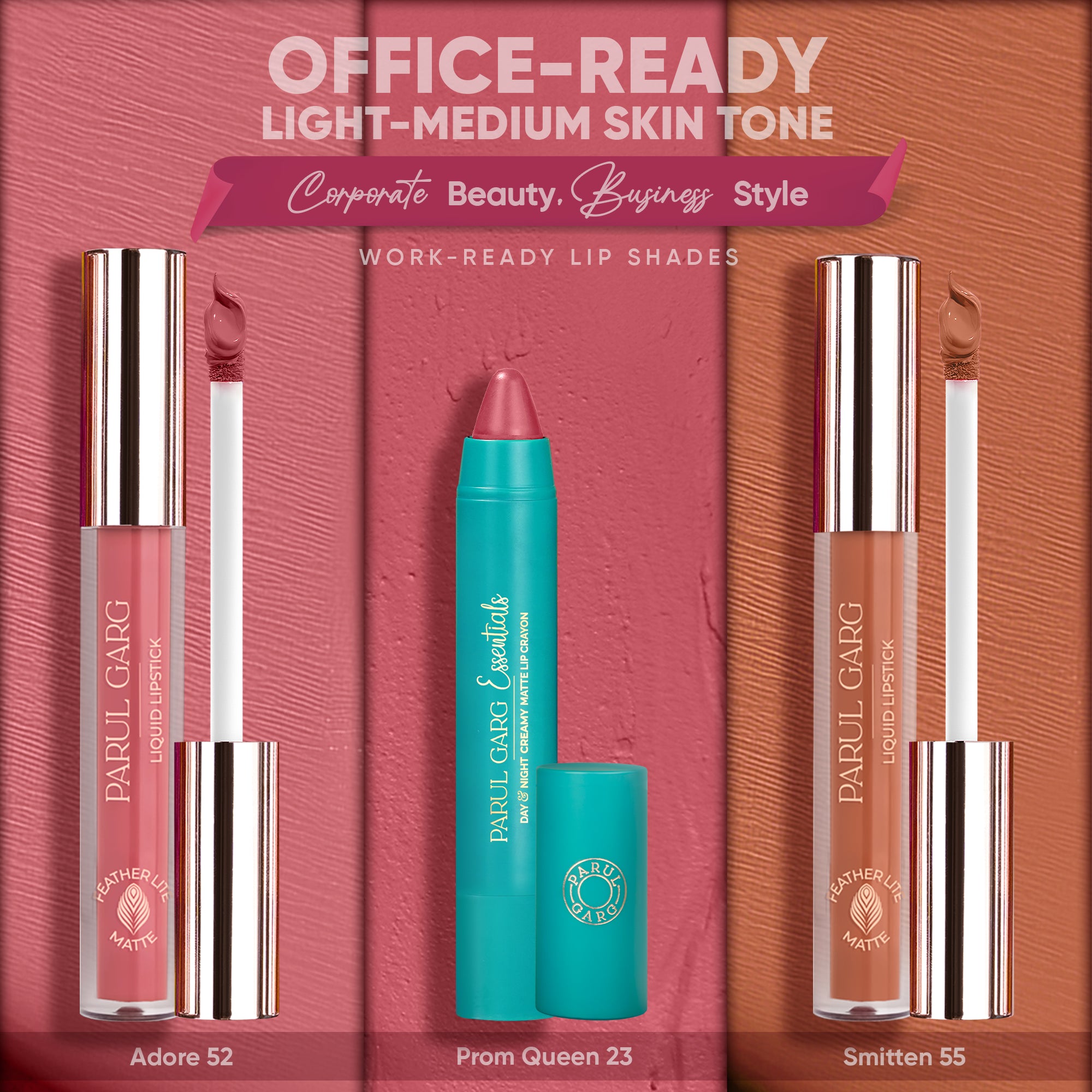 Office-Ready Lipstick Pack: Light to Medium Skin Tone