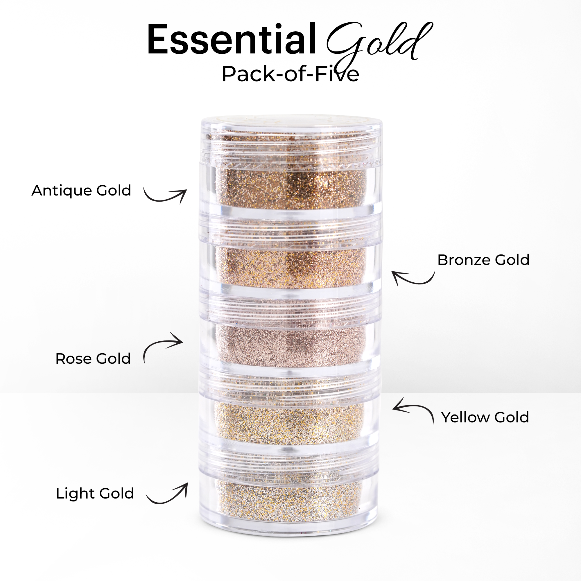 Essential Golds Pack-of-Five Glitter Set