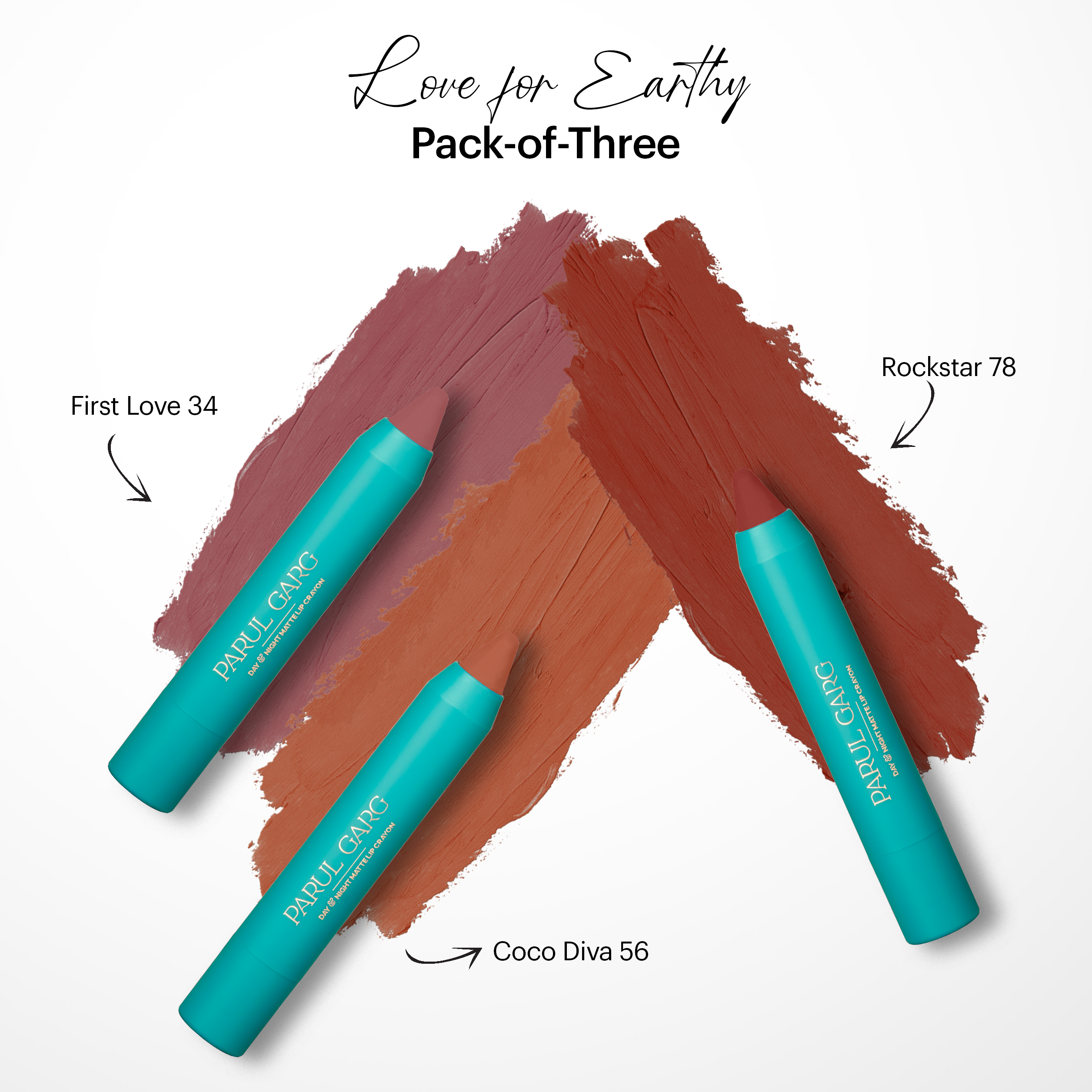 Love for Earthy Pack - of - Three Lip Crayons
