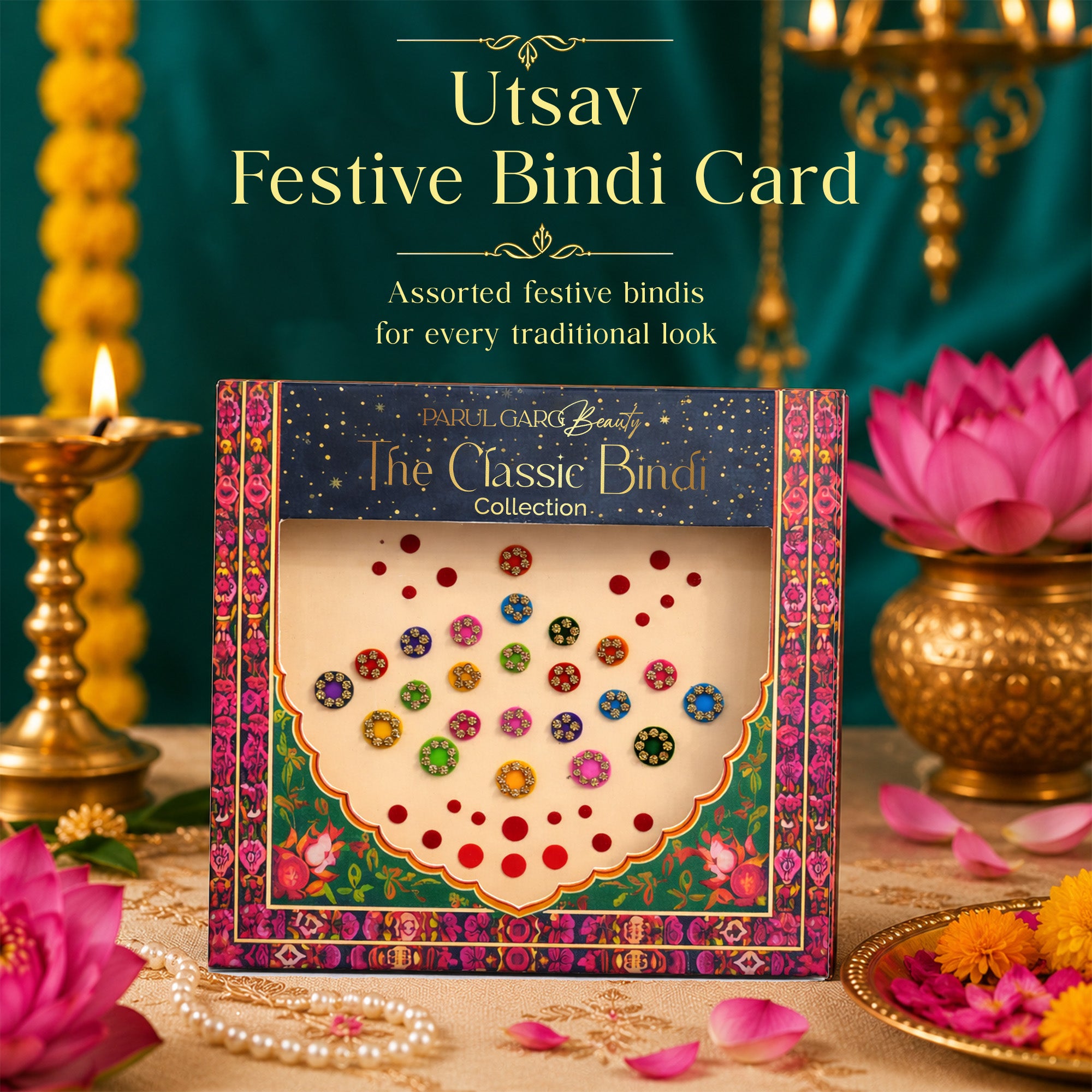 Varalakshmi Celebration Gift Pack | 10-in-1 Bestselling Lip Collection, Kajal, Sindoor, Utsav Bindi Card & Traditional Pink Potli