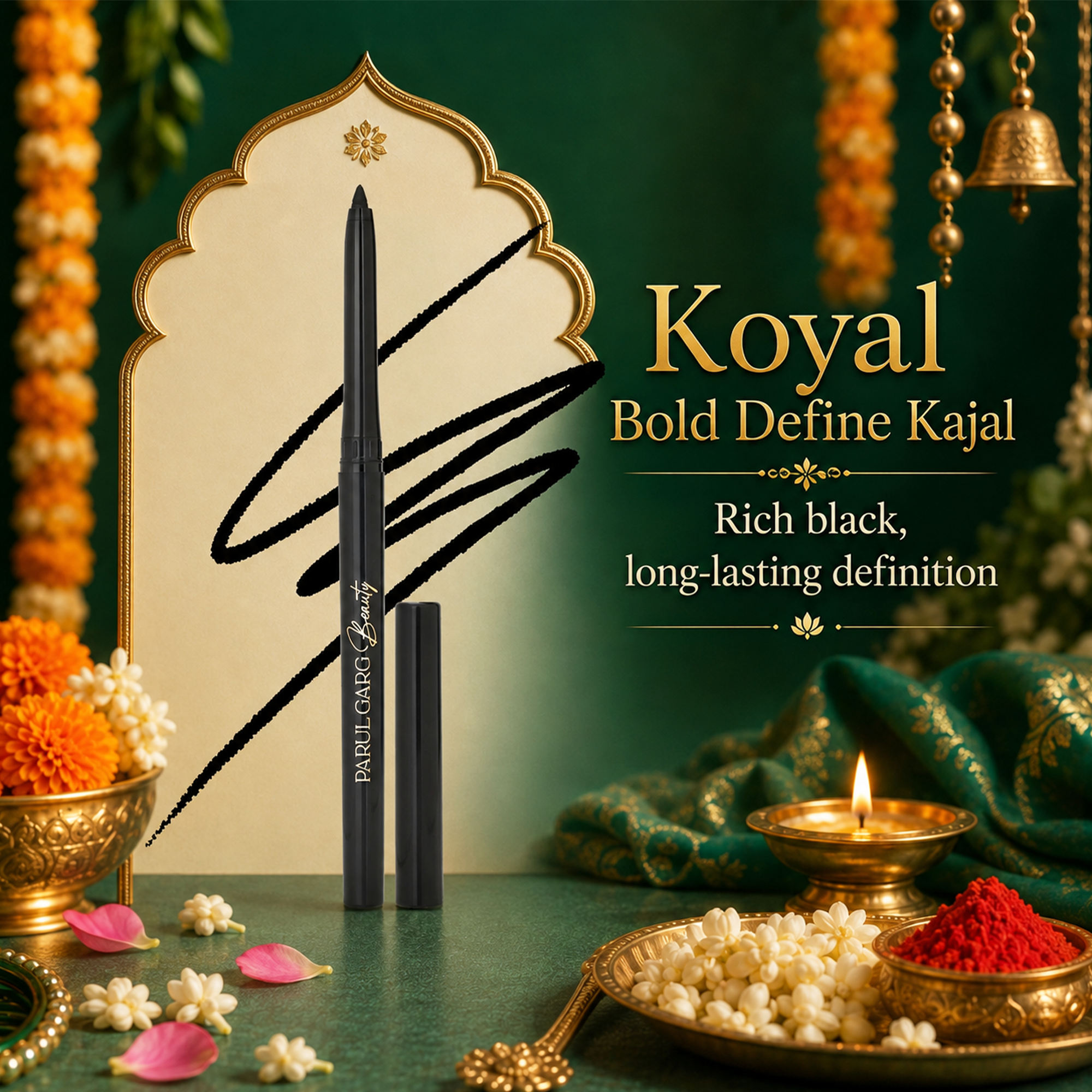 Teej Celebration Pack | 10-in-1 Bestselling Lip Collection, Kajal, Sindoor, Utsav Bindi Card & Traditional Green Potli