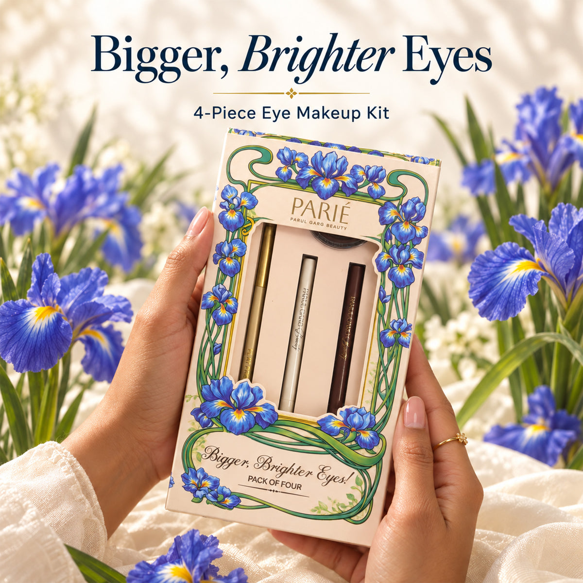 Bigger, Brighter Eyes Kit | White Kajal, Brown Kajal, Deep Brown Eyeshadow & Flat Precision Brush