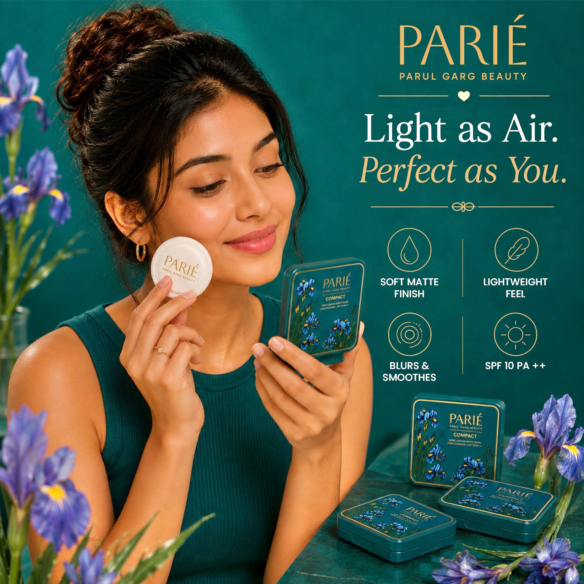 Compact Powder | Oil Control | Soft Matte Finish | SPF 10 PA++ | Includes Puff - Suede(Medium Deep 04)