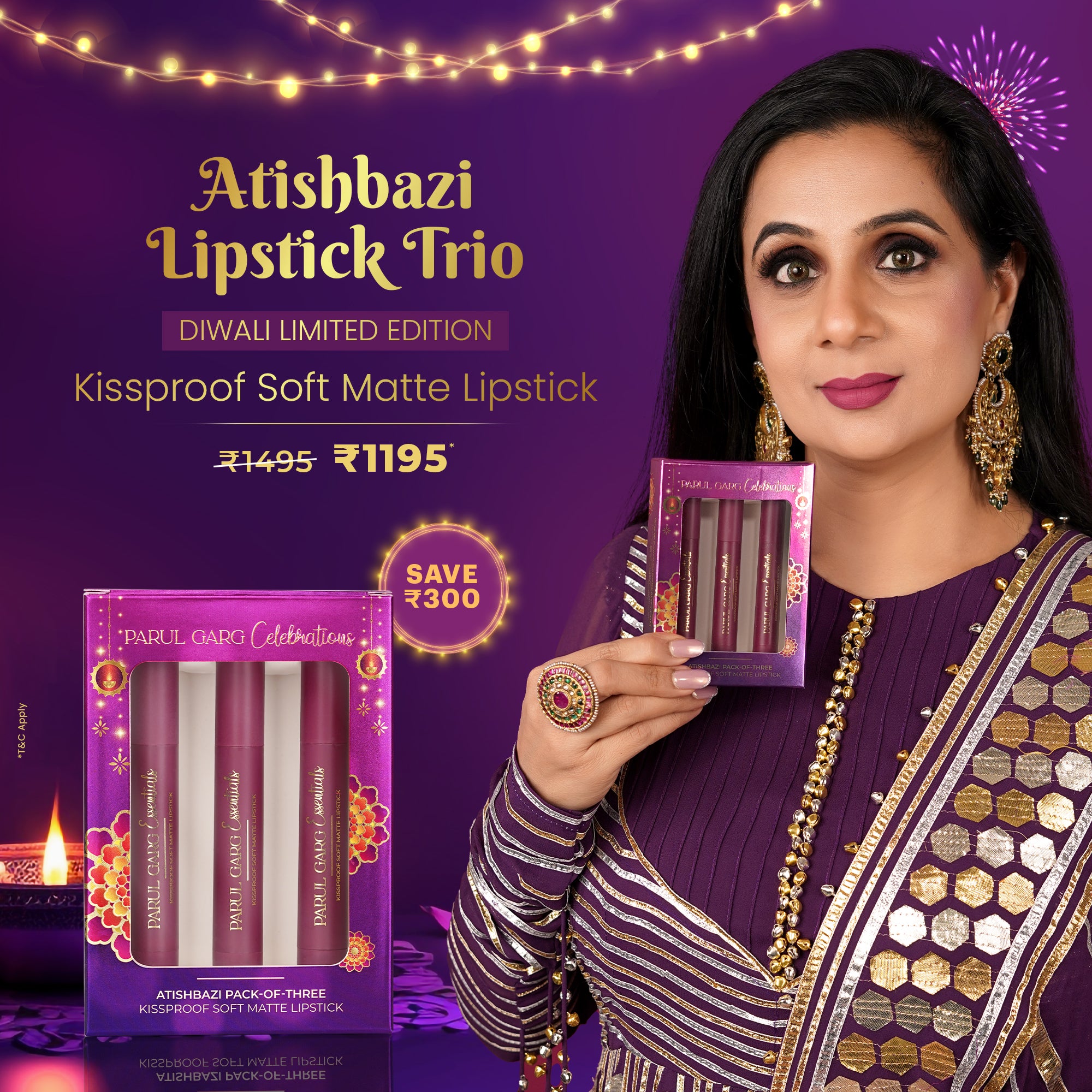 Atishbazi Lipstick Trio – Diwali Edition