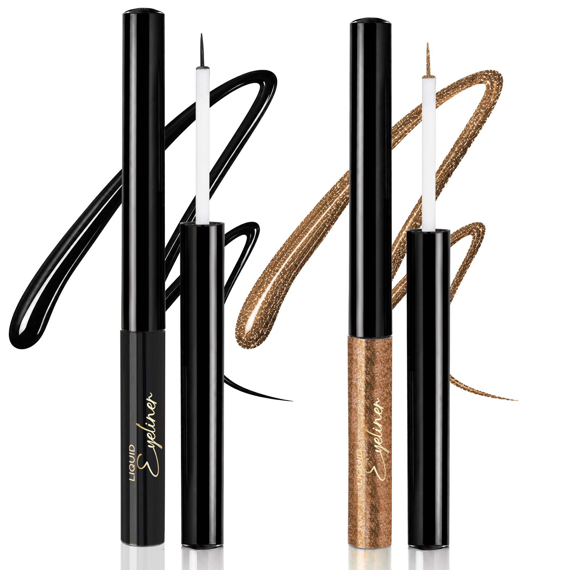 Bronze & Black Golden Hour Duo | Bronze Shimmer & Black Matte Liquid Eyeliners | Waterproof • Long-Lasting