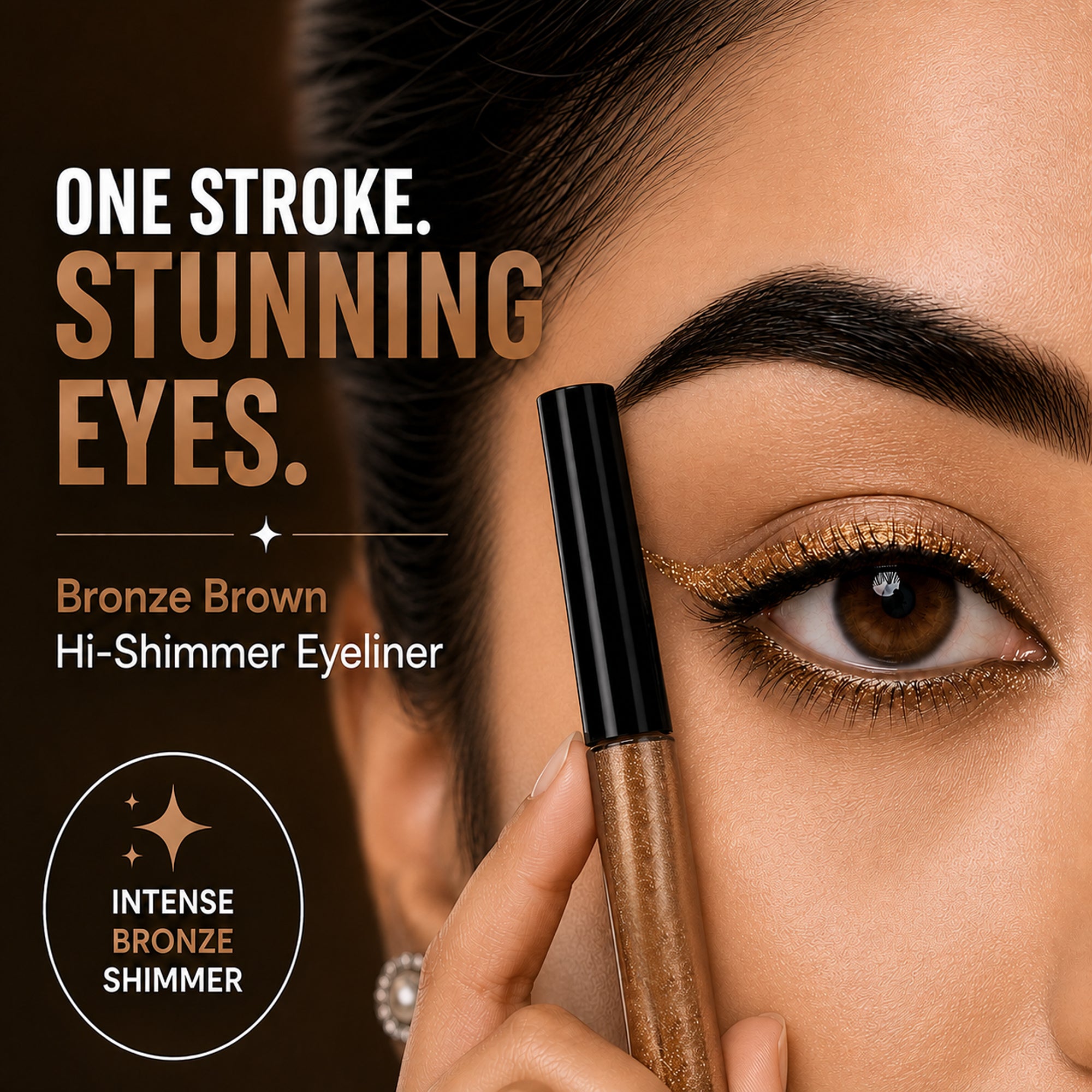 Bronze & Black Golden Hour Duo | Bronze Shimmer & Black Matte Liquid Eyeliners | Waterproof • Long-Lasting