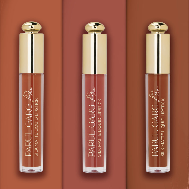 Brown Beauty Trio | 3 Full-Size Silk Matte Liquid Lipsticks | Long-Lasting & No Transfer