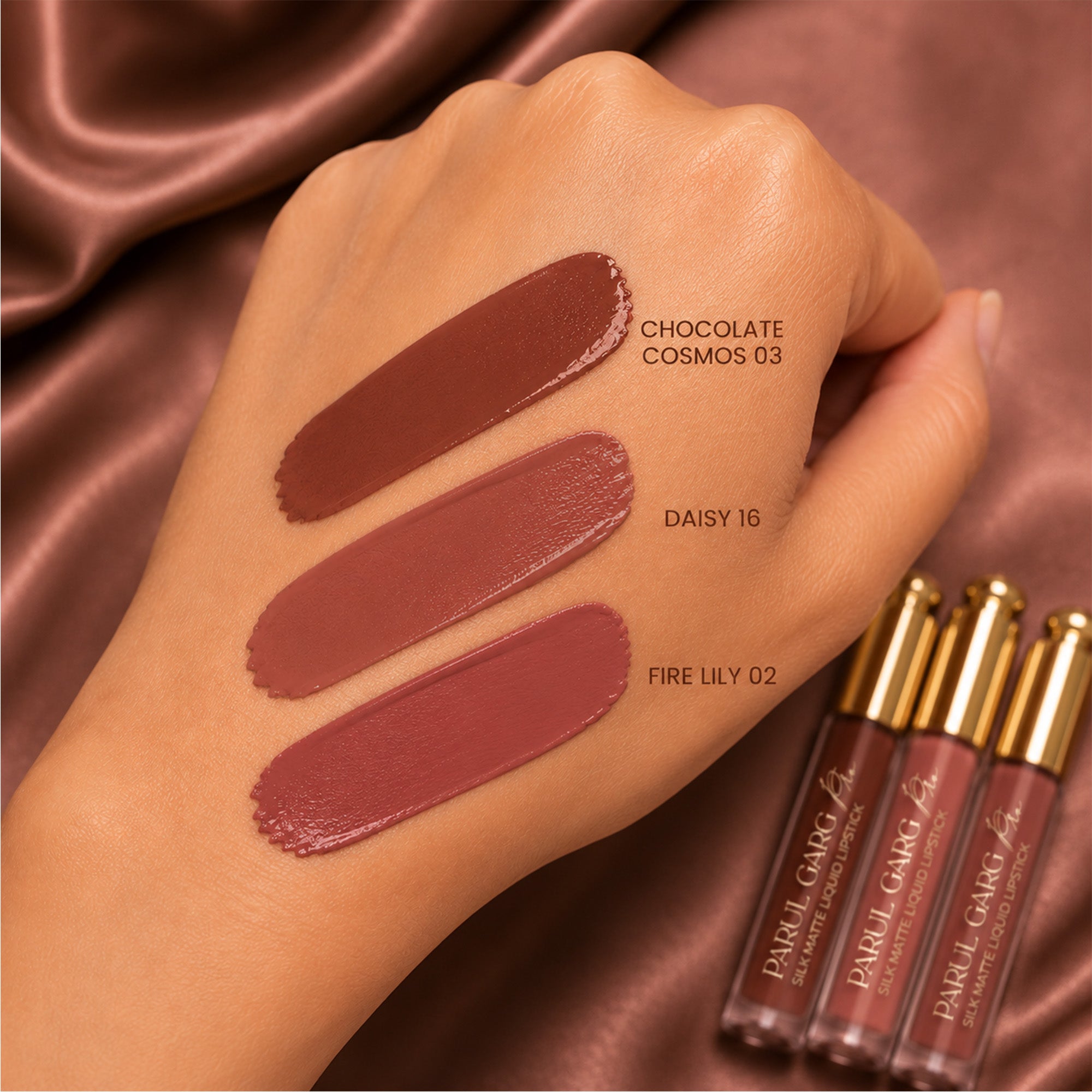 Brown Beauty Trio | 3 Full-Size Silk Matte Liquid Lipsticks | Long-Lasting & No Transfer
