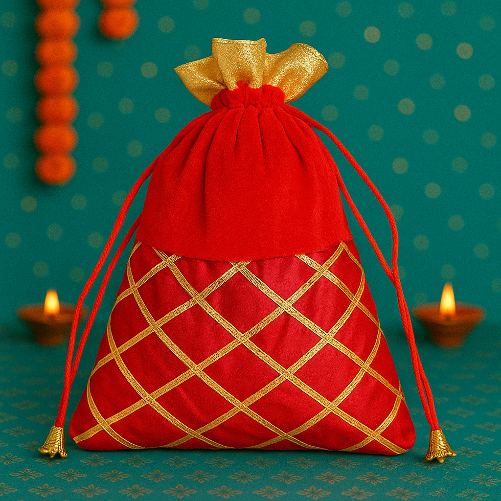 Festive Gifting Potli – Sindoori Red