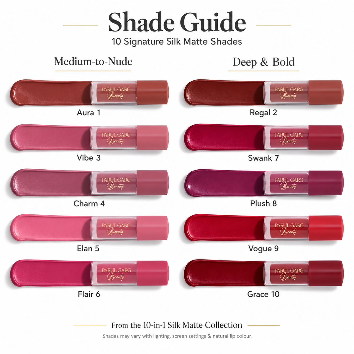 10-in-1 Ultimate Silk Matte Lipstick Collection | Soft Matte & Long-Lasting  | Pack of 10