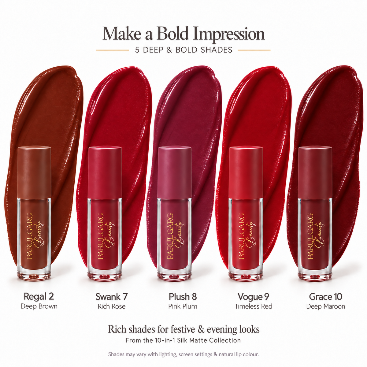 10-in-1 Ultimate Silk Matte Lipstick Collection | Soft Matte & Long-Lasting  | Pack of 10