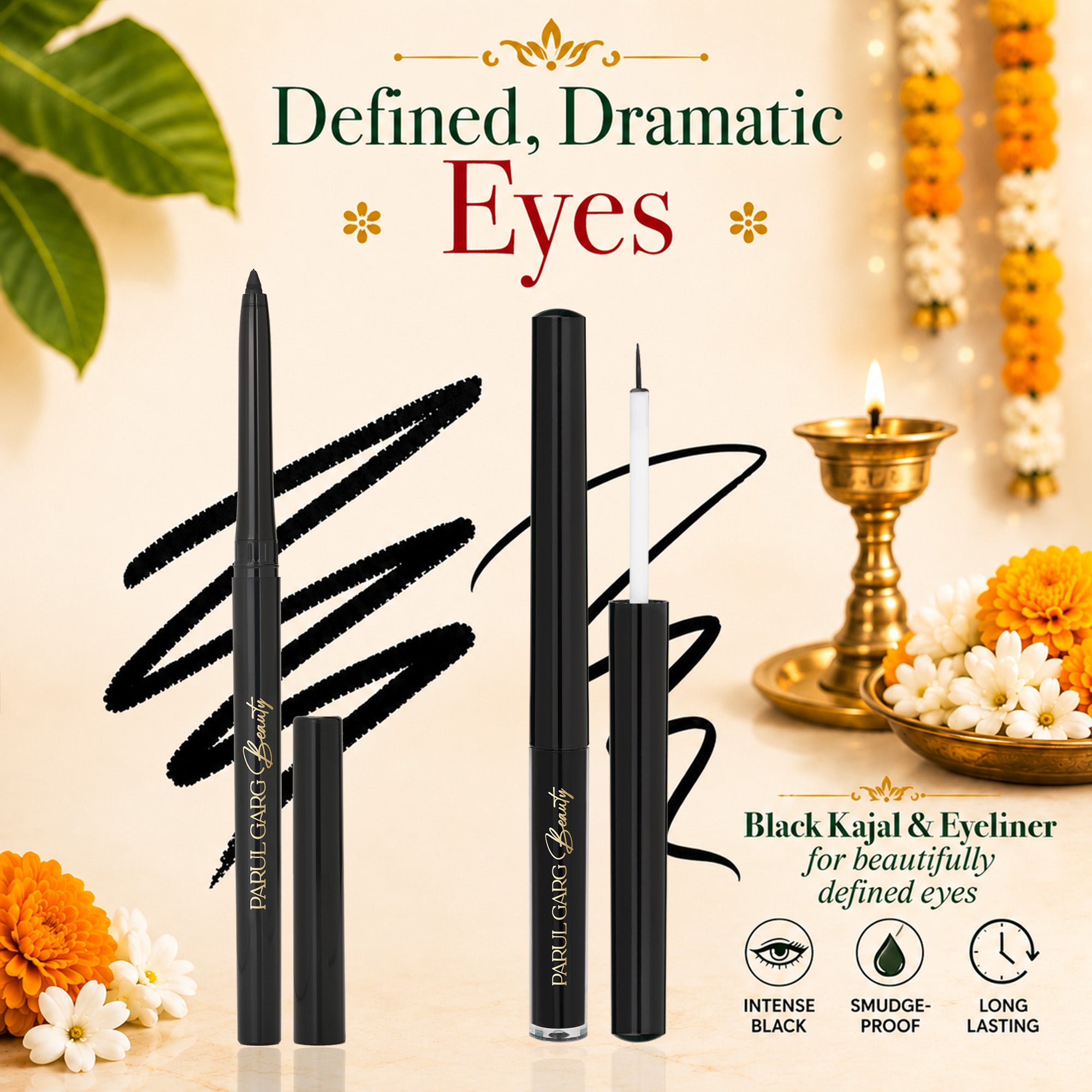 The Desi Glam Gift Pack | 4 Bestselling Lip, Black Kajal & Eyeliner, Suhaag & Nose Bindi
