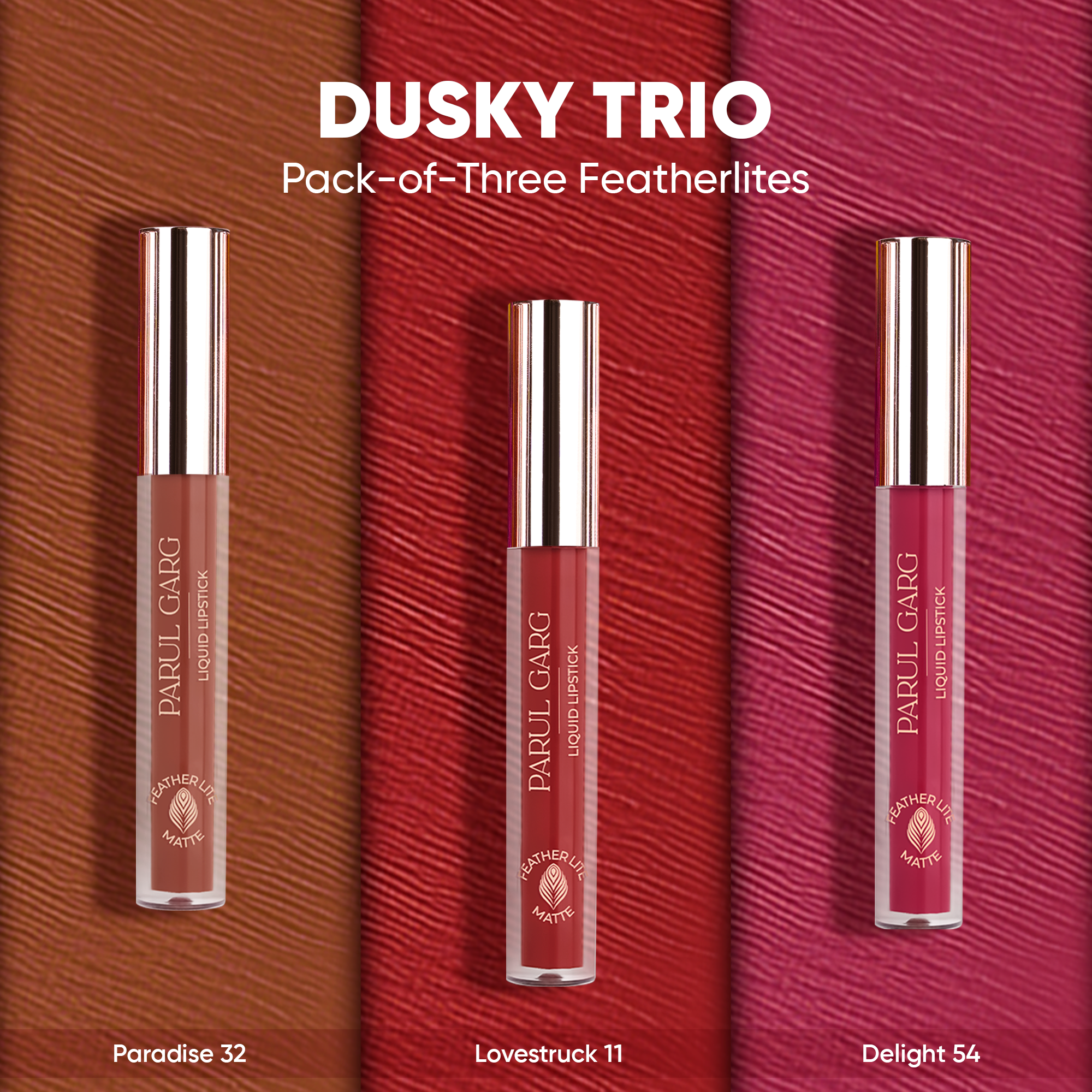 Dusky Trio: Pack-of-Three Featherlites Liquid Lipsticks