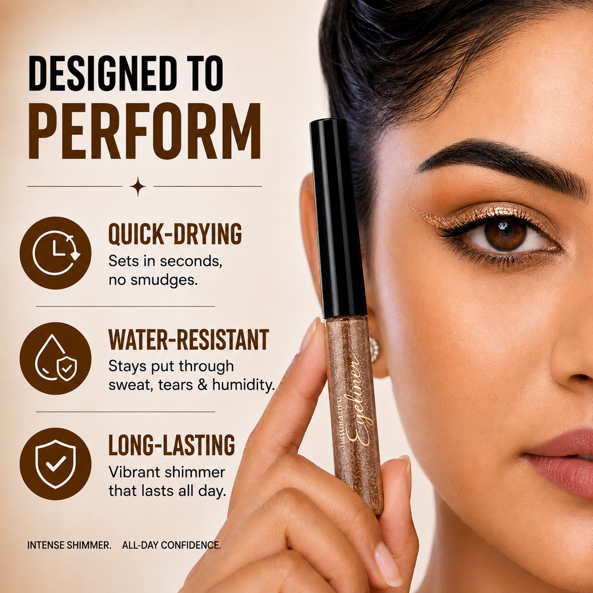 Bronze Brown Ultra-Define Shimmer Liquid Eyeliner | Waterproof, Long-Lasting Formula with Argan Oil