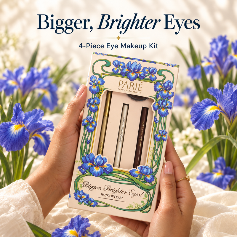 Bigger, Brighter Eyes Kit | White Kajal, Brown Kajal, Deep Brown Eyeshadow & Flat Precision Brush