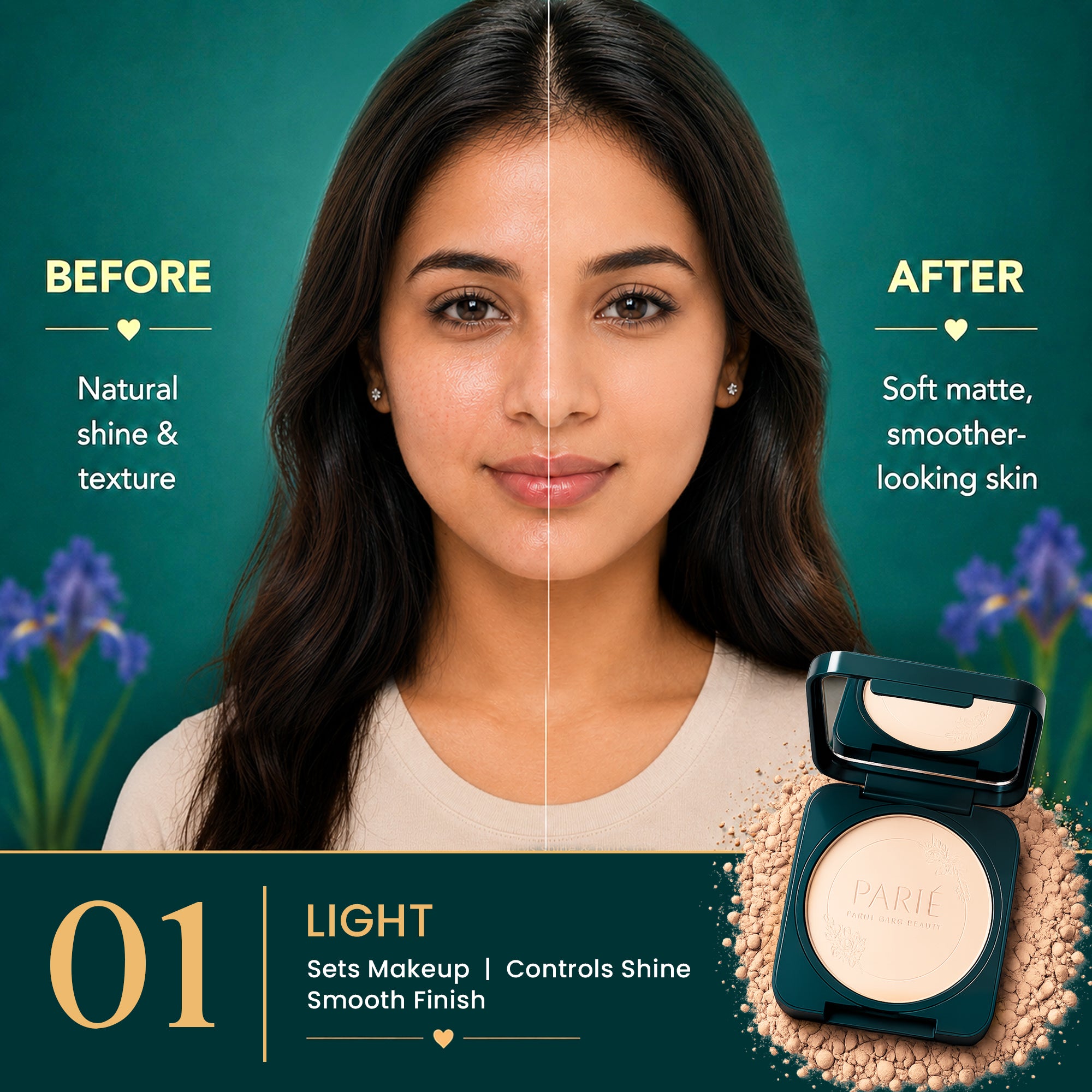 Compact Powder | Oil Control | Soft Matte Finish | SPF 10 PA++ | Includes Puff - Light 01