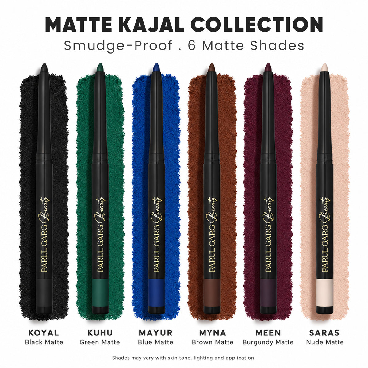 Bold Define Complete Matte Kajal Collection | 6 Versatile Shades | Pack of 6