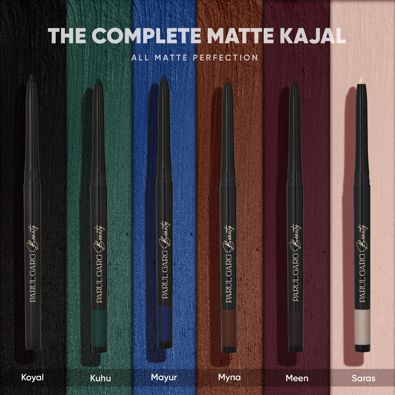 Complete Matte Kajal 6-Pack - All Shades | Smudge-Proof Kajal | Parul Garg Beauty