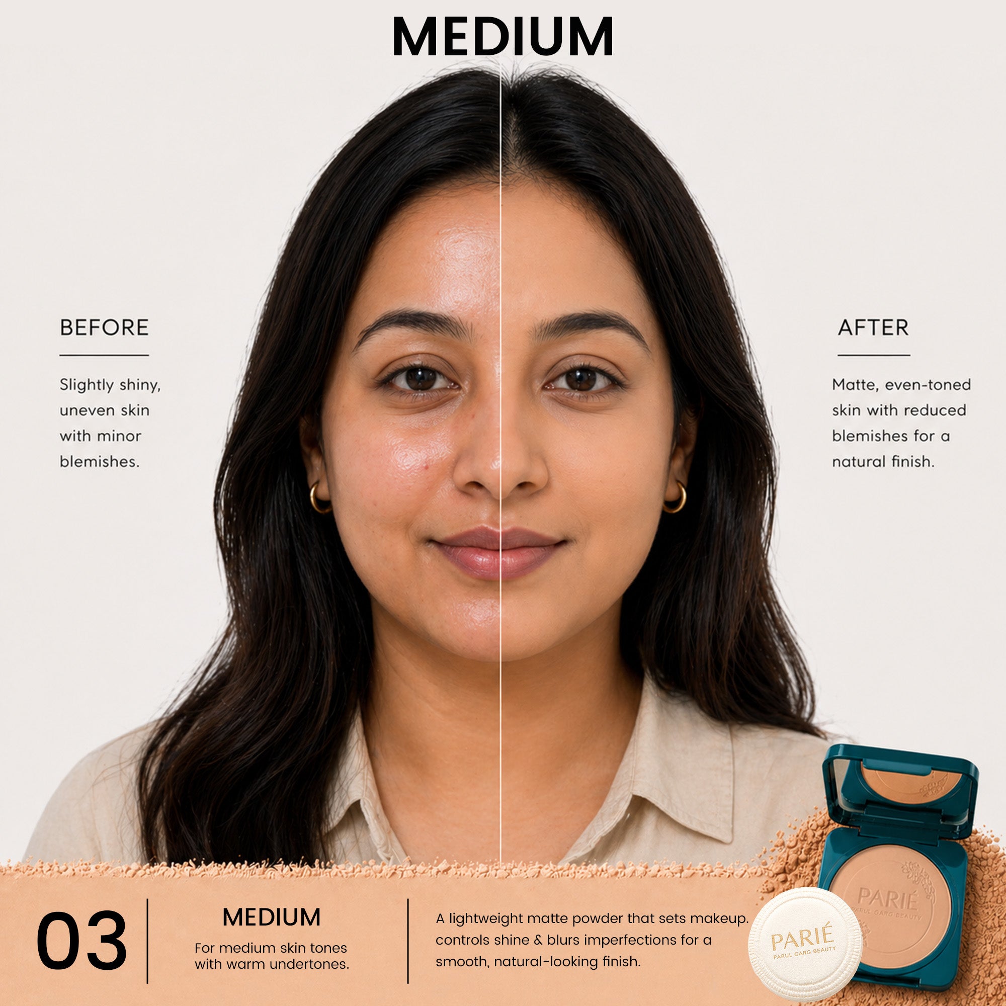 Medium - Oil Control Face Compact Powder With SPF 10 PA++