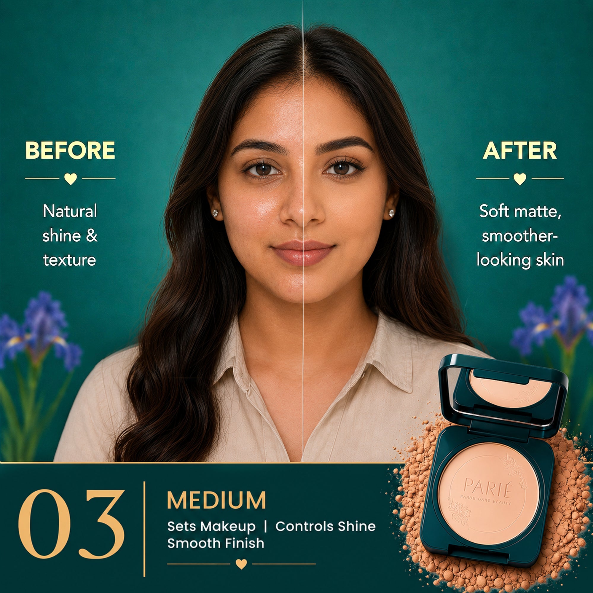 Compact Powder | Oil Control | Soft Matte Finish | SPF 10 PA++ | Includes Puff - Medium 03