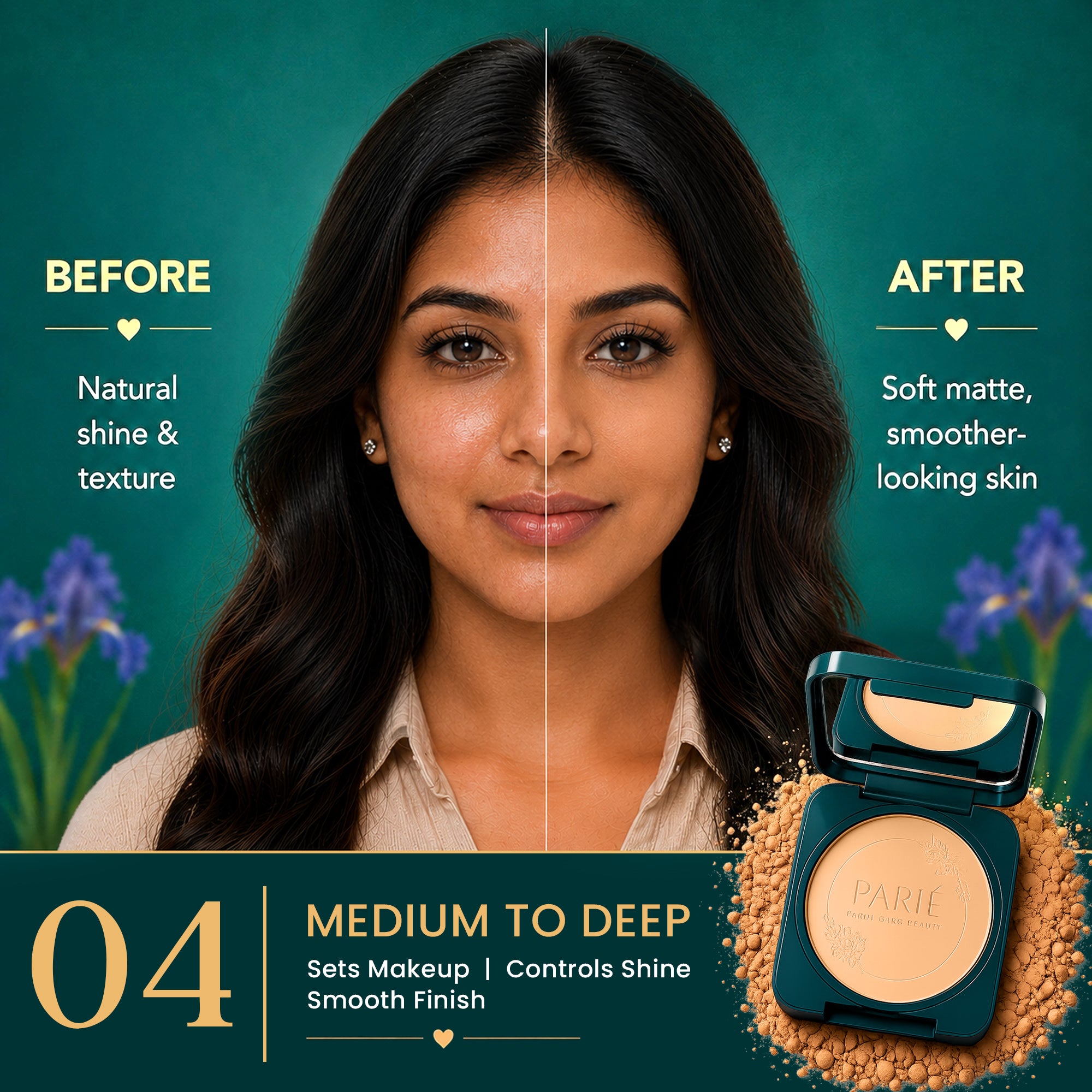 Compact Powder | Oil Control | Soft Matte Finish | SPF 10 PA++ | Includes Puff - Medium Deep 04