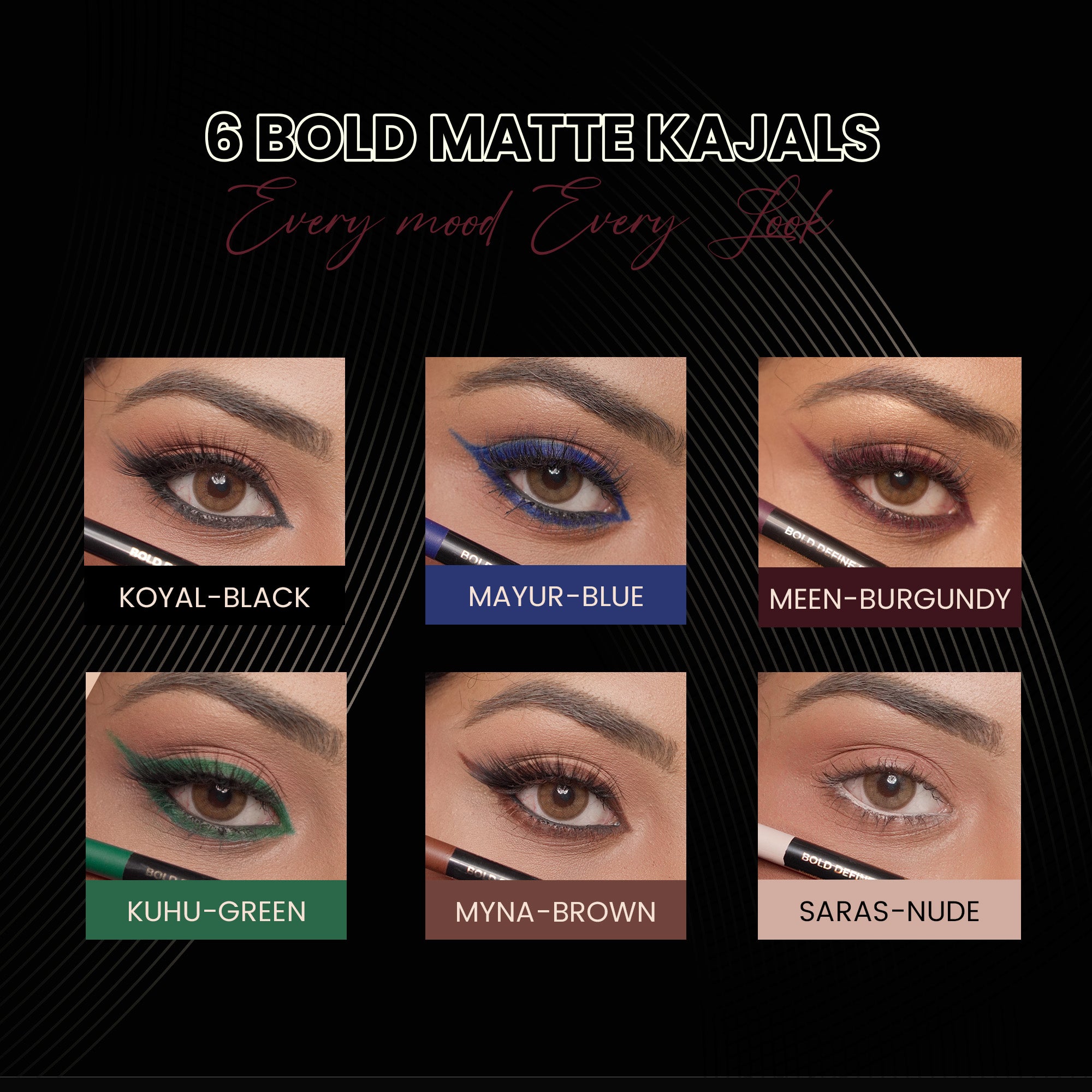 Meen - Burgundy Matte Bold Define Kajal