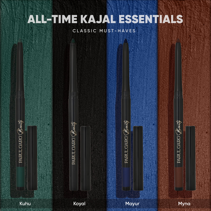 All-Time Kajal Essentials 4-Pack - Shade Display | Everyday Kajal | Parul Garg Beauty